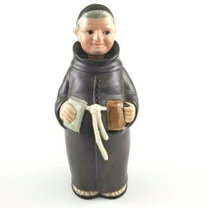 Vintage Friar Monk Hand Painted Decanter 9.5"